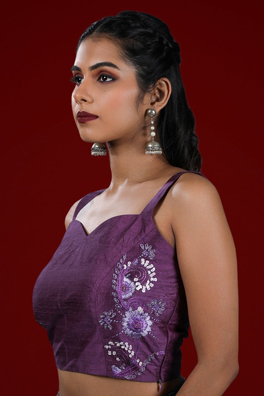 Hand Embroidered Raw Silk Top