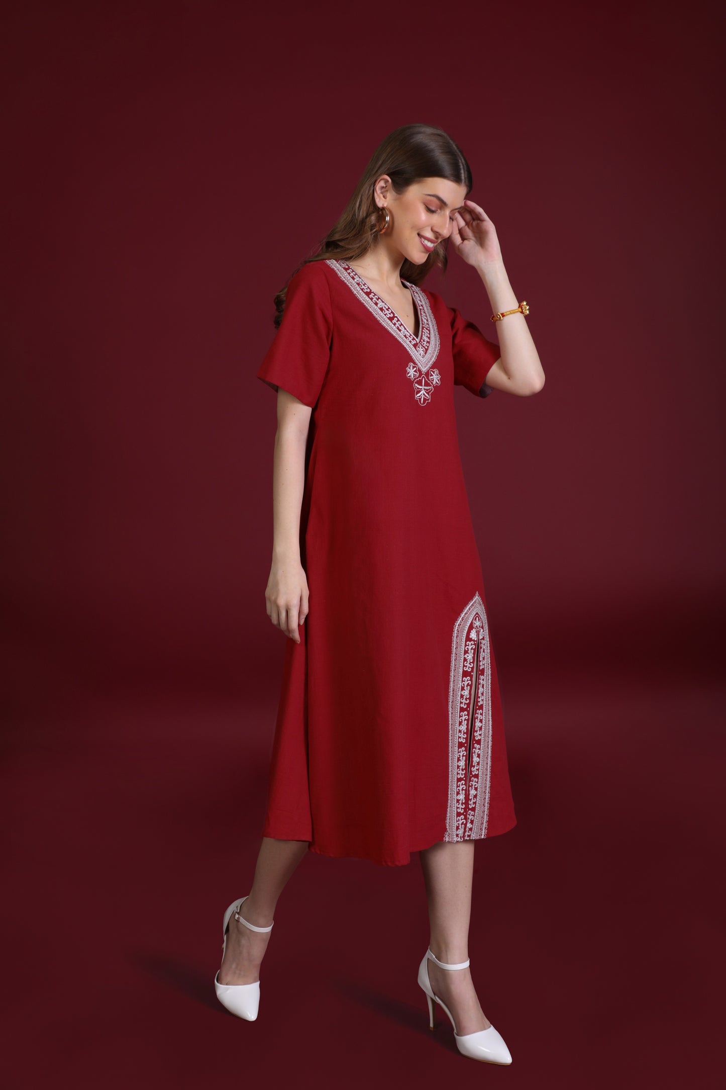 SIDDHI FLARE DRESS IN RED