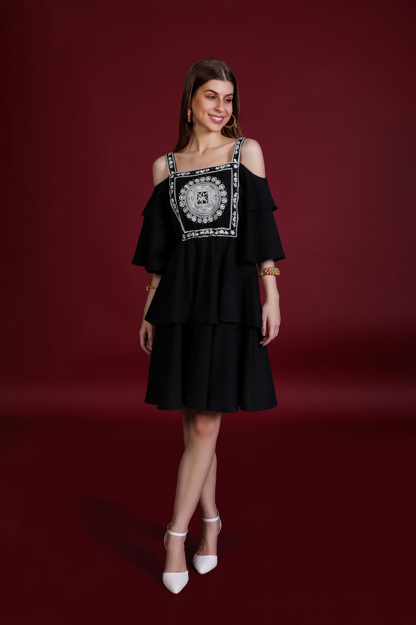 NAV CHOWKI LAYERED DRESS IN BLACK