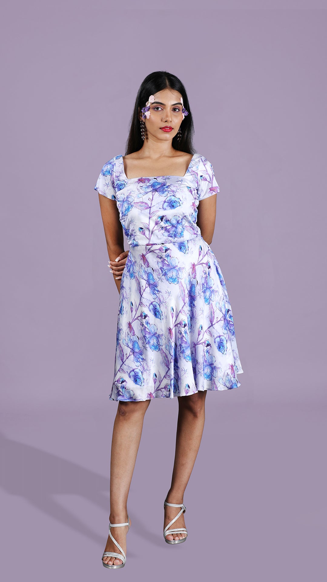 Blue & Purple Roses Dress