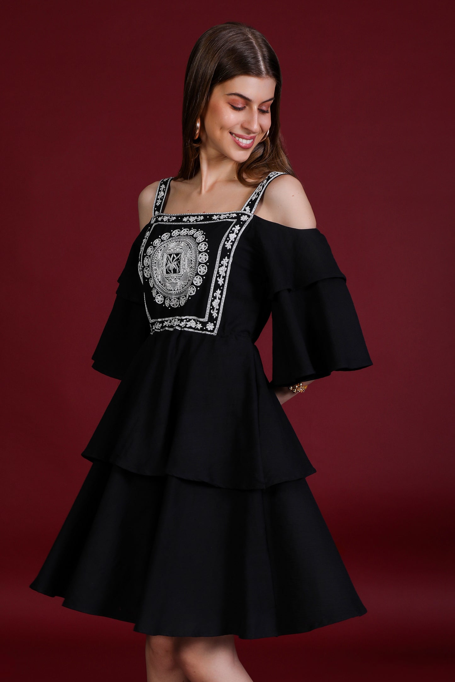 NAV CHOWKI LAYERED DRESS IN BLACK