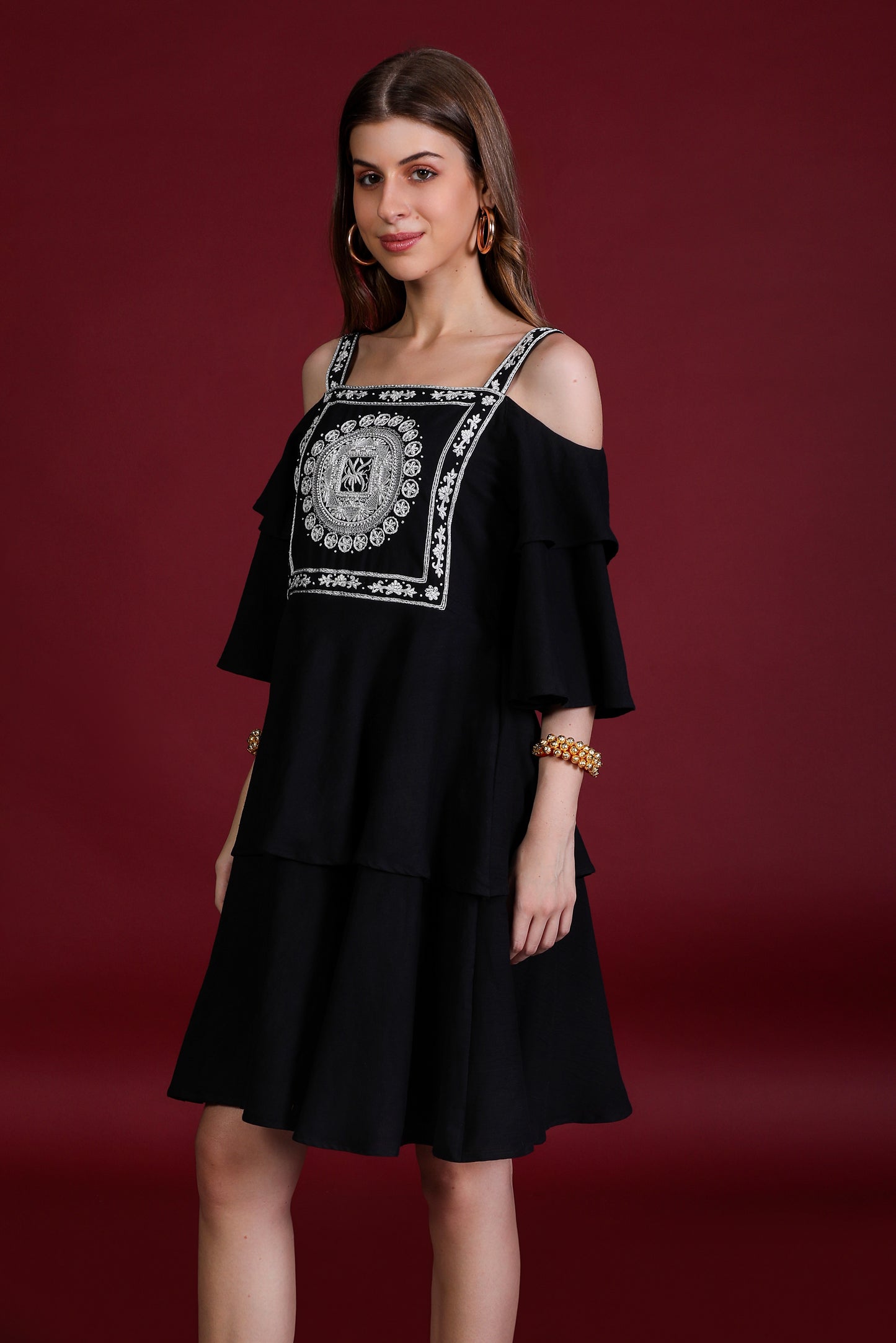 NAV CHOWKI LAYERED DRESS IN BLACK